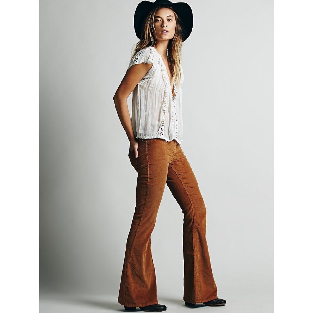 Free People Corduroy Flared High Waist Pants